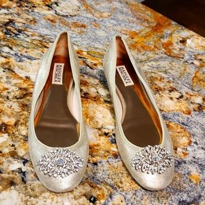 Jeweled Badgley Mischka gold flats